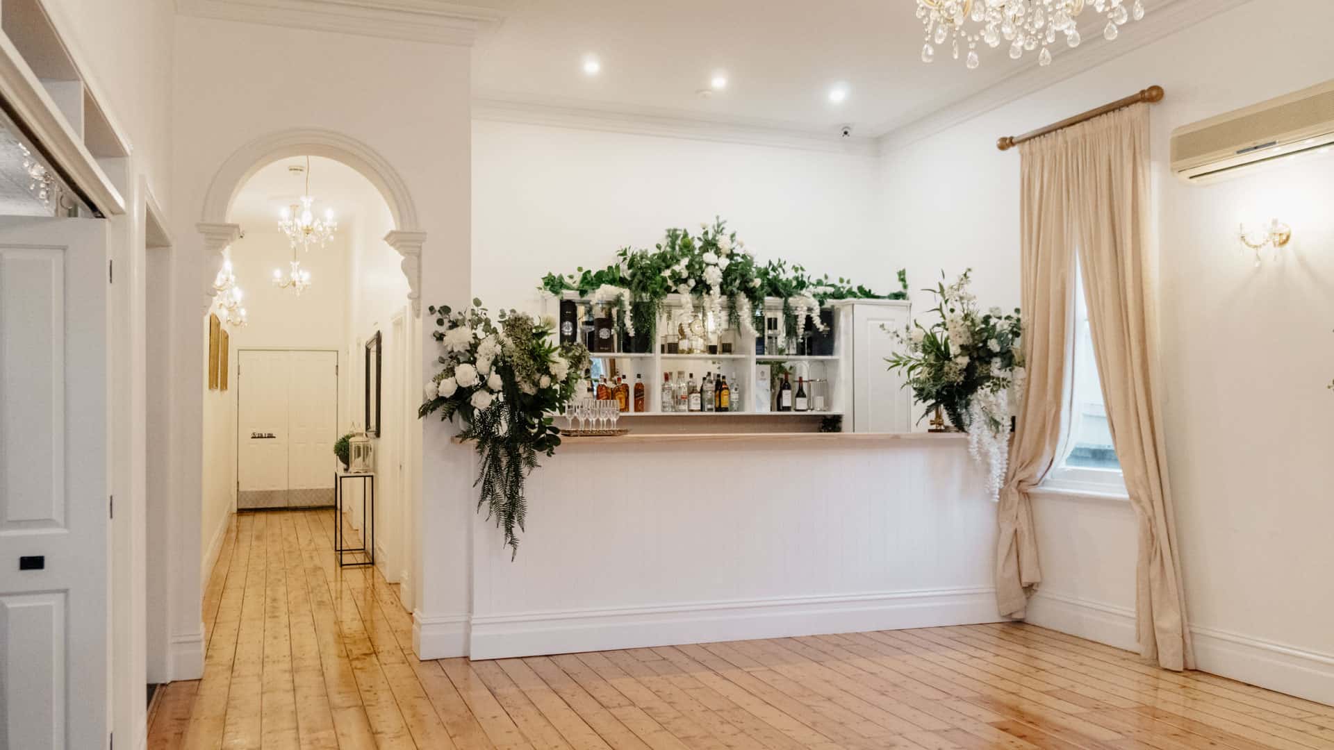 Reception setting with warm lighting