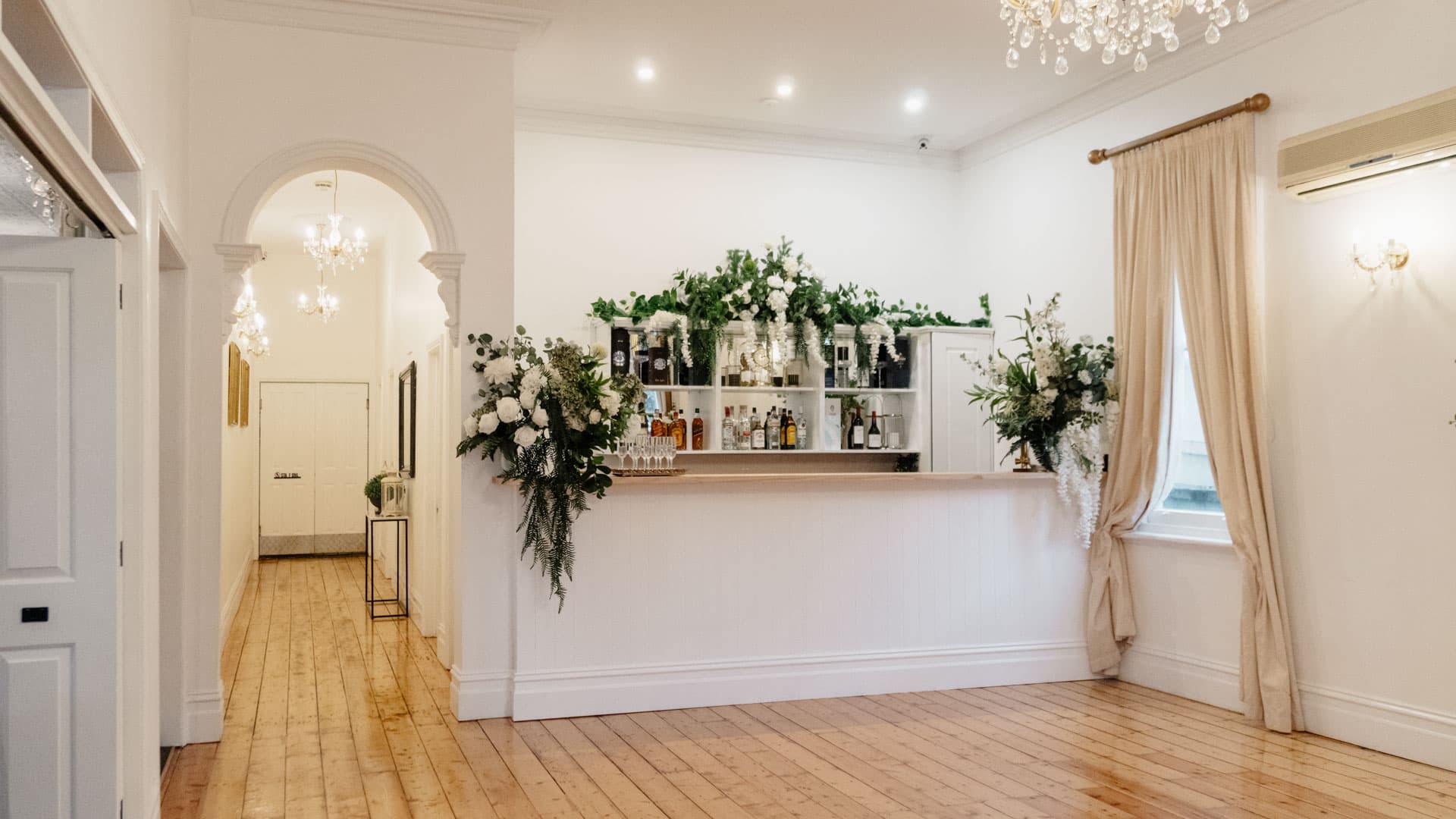 Reception setting with warm lighting